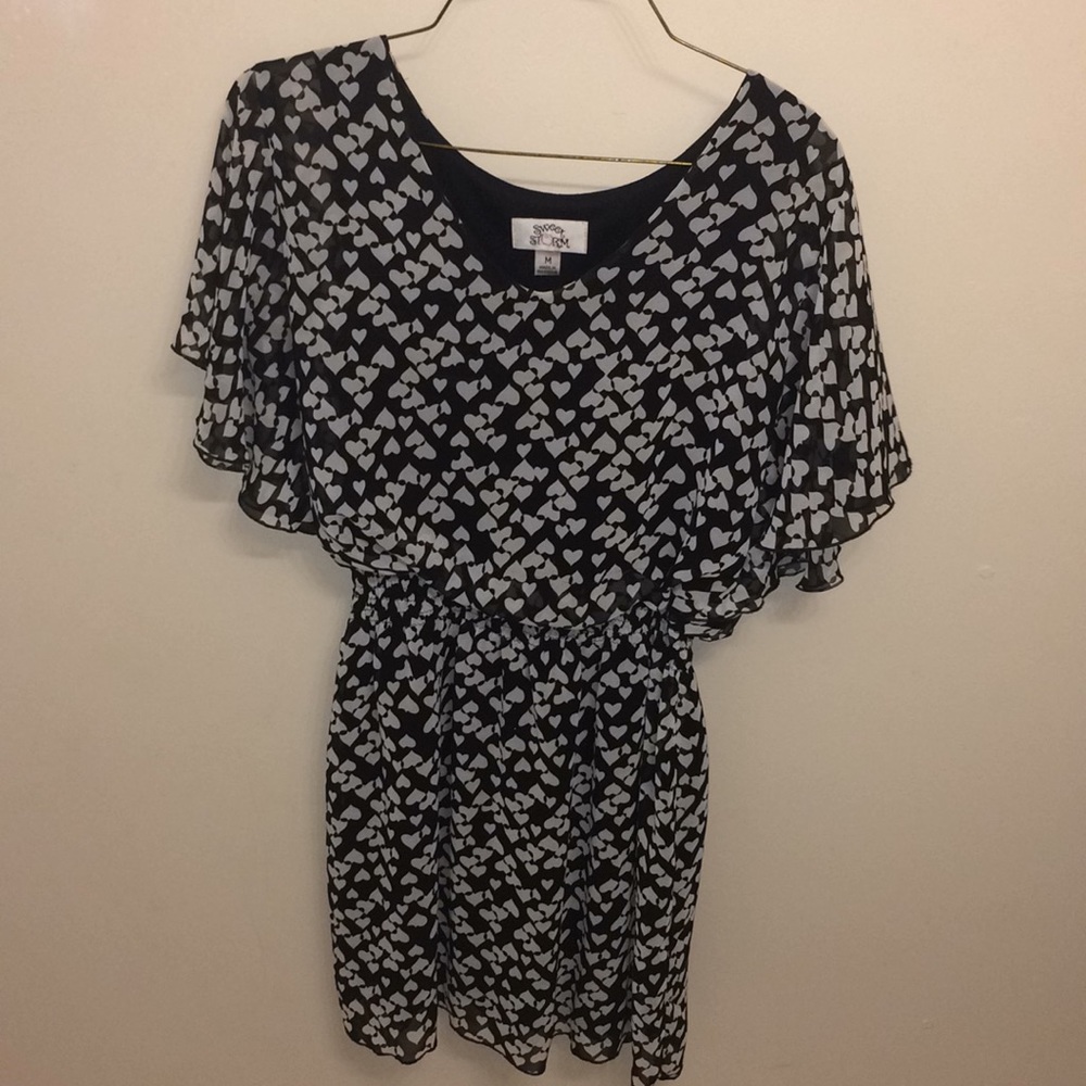 Black and White Heart-Print Dress
